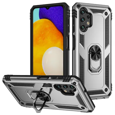 Produktbild von Galaxy A13 4G Hülle, Dual Layer Robust Militäre Schutzhülle mit Ringhalterung Ständer für Samsung Galaxy A13 4G Silber