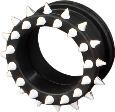 Produktbild von viva-adorno 1 Stück 4mm Flesh Tunnel Plug Ohr Piercing Spikes Silikon flexibel verschiedene Farben Größe 4 - 26mm Z109,schwarz / weiß