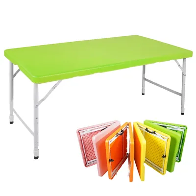 Produktbild von 125 cm tragbarer, robuster Klapptisch mit Griffen, höhenverstellbar, multifunktional, geeignet für Picknicks, Partys, Außenbereich 135 kg
