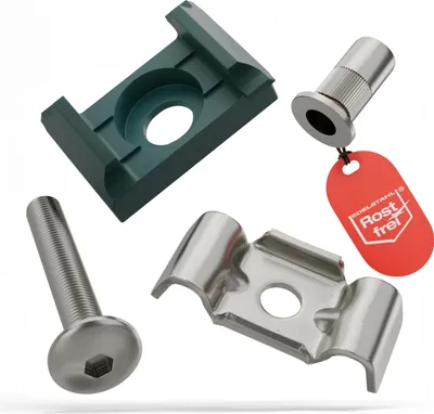 Produktbild von Qualinos Zaunhalter flache Auflage & Butterfly Klemmplatte (30 Stück) – V2A Komplettset Grün 6005 Stabmattenzaun Zubehör