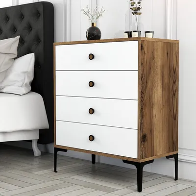 Obrázek produktu pro Skye Decor, Lisbon 537 - ořech, bílá, komoda, Nussbaum, 100% MELAMINBESCHICHTETE SPANPLATTEN, 76 x 40 x 90,7 cm