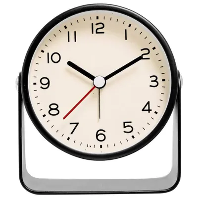 Produktbild von Wecker Analog Metallsockel,geräuschlos ohne Ticken Nachttisch-Wecker ,Tischuhr mit verstellbarem Winkel,aus Metall/Glas,modernes Design (schwarz)