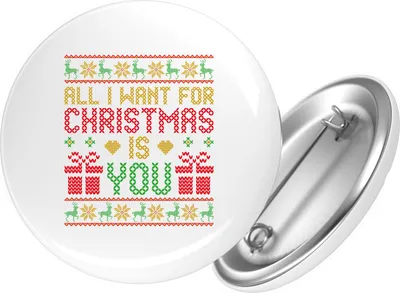 Produktbild von Huuraa Button Ugly Christmas All I want is you 25mm rund mit Sicherheitsnadel Ansteckbutton Geschenkidee