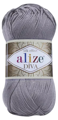 Produktbild von Alize Diva Garn 100g/350m Stahlgrau, glänzende Mikrofaser
