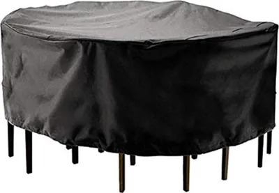 Produktbild von Runde Gartentischabdeckung, wasserdicht, strapazierfähig,für Terrassenmöbel, UV-beständig, Staubschutz für Esszimmerstühle und Tische – 185 x 110 cm
