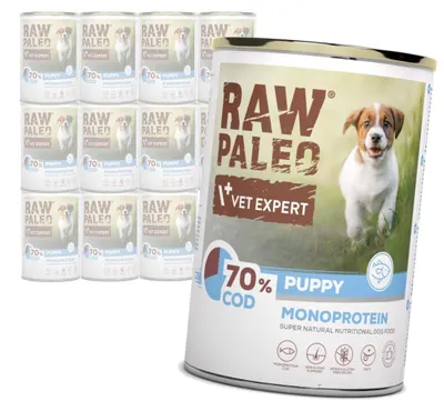 Zdjęcie produktu dla Raw Paleo Monoprotein Puppy 12x400g Mokra Karma Dla Szczeniąt z Dorszem