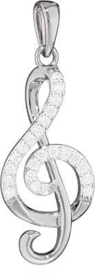 Produktbild von Notenschlüssel Kettenanhänger – 925 Silber 28,5x11mm mit Zirkonia