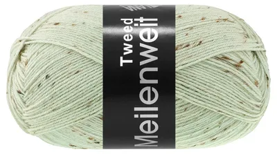Produktbild von Lana Grossa MEILENWEIT 100 TWEED Sockenwolle Trachtenwolle mit Tweed-Noppen 420m Farbe 182 - Weißgrün