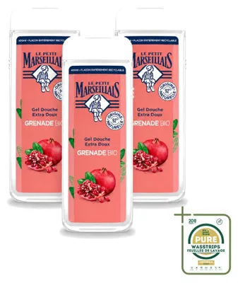 Obrázek produktu pro 3 kusy ekologického sprchového gelu Le Petit Marseillais s granátovým jablkem - 400 ml - balení