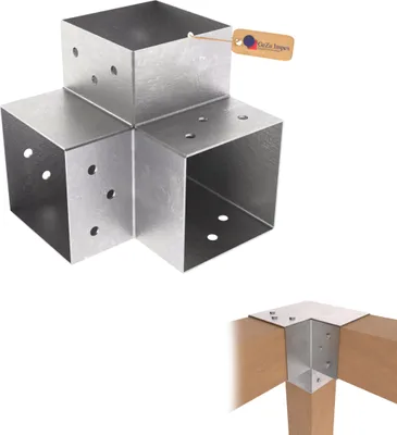 Produktbild von GeZu Impex Pfostenecke für 3 Balken 71 x 71 mm Feuerverzinkt Pergola Eckverbinder