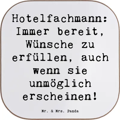 Produktbild von Mr. & Mrs. Panda Holzuntersetzer Spruch Hotelfachmann Zauber - Weiß - Geschenk, Teamgeist, kreative Geschenke, gläseruntersetzer, Berufsleben, Kommunikation, Housekeeping