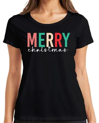 Obrázek produktu pro Dámské tričko s nápisem Merry Christmas Saying - Vánoce, černá barva, 3XL