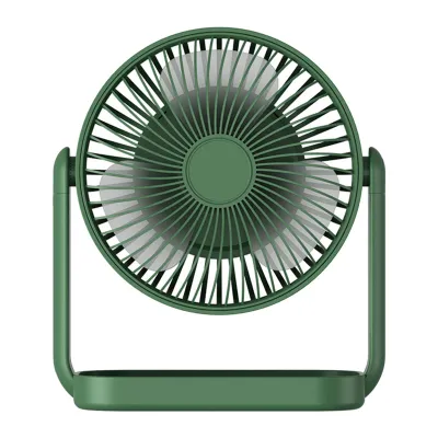 Obrázek produktu pro Malý stolní ventilátor se 3 lopatkami, multifunkční, tichý, dobíjecí, mini ventilátor pro domácnost, kempování, kancelář, vintage zelená barva