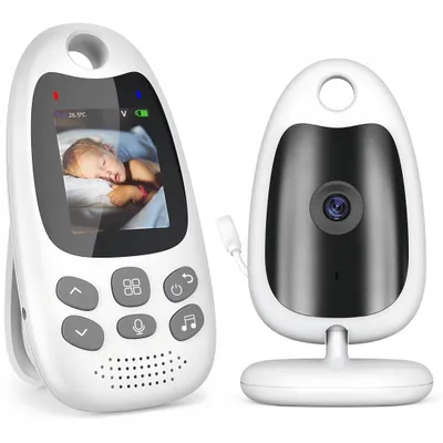 Produktbild von Babyphone mit Kamera – 2“ LCD, VOX-Modu, Zwei-Wege-Kommunikation mit Schlaflieder, Temperaturerkennung – kein WLAN nötig, tragbar & privat