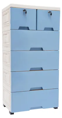 Immagine prodotto di Armadio con cassetti - Comodino con 6 cassetti - Materiale: plastica PP - Cassetti estraibili - Capacità di carico: 40 kg - Adatto per camere da letto e soggiorni - Colore: blu