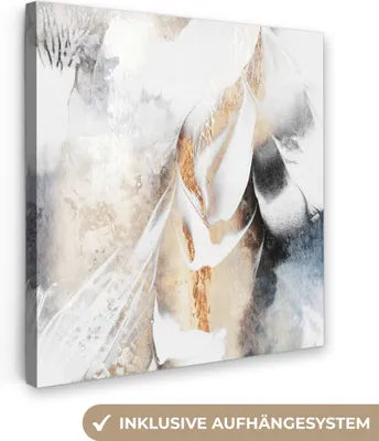 Zdjęcie produktu dla MuchoWow® - Obraz na płótnie - Abstrakcja - Złoty - Design - Luxe, obraz na ścianę, dekoracja ścienna, obrazy do salonu, 90x90cm