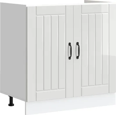 Produktbild von "2026 Promotion" Buffetschrank Küche, SpülenUnterschrank, Lucca Hochglanz-Weiß Holzwerkstoff - Mehrzweckschrank CC31299