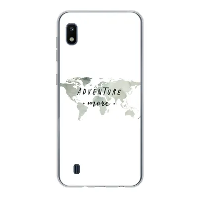 Produktbild von MuchoWow® Handyhülle Schutzhülle Hülle für Samsung Galaxy A10 Weltkarte - Grau - Zitate Silikon Softcase Handy Hülle - Schutzhülle