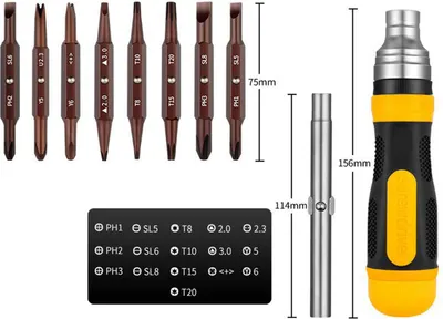 Obrázek produktu pro Sada ráčnových šroubováků 19 v 1, přenosná sada ráčnových šroubováků s magnetickými hroty pro údržbu nábytku, automobilů, počítačů a elektroniky