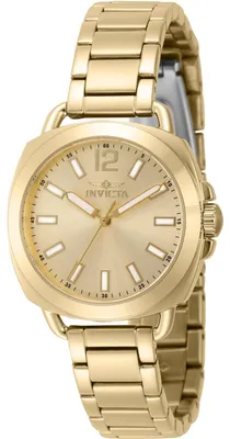 Obrázek produktu pro Invicta Wildflower 46346 Dámské Hodinky - Quartz Hnutí - Nerezová Ocel s Zlatým Ciferníkem - 32 mm