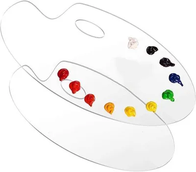 Immagine prodotto di Palette in plastica - 2 pezzi, tavolozza ovale per il trasporto, ideale per la pittura e l'artigianato