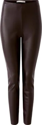 Produktbild von Leggings dunkelbraun in Lederoptik Mid-Waist Schlupfstyle reguläre Länge Größe 34