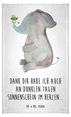 Produktbild von Mr. & Mrs. Panda Handtuch Elefant Biene - Weiß - Geschenk, Hochzeitsgeschenk, Lustige Sprüche, Jahrestag, Kleines, Liebe, gäste wc, Liebesspruch, Frotteetuch