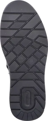The sole of a black shoe.