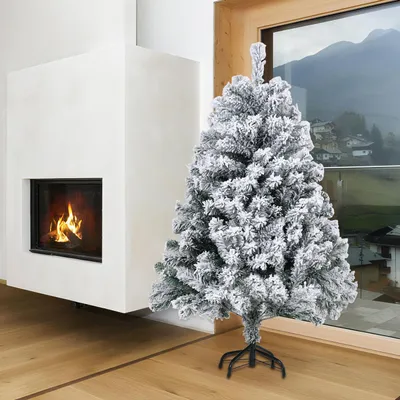 Obrázok produktu pre Umelý vianočný stromček Eikuavons, výška 120 cm, zelený, s efektom snehu, 340 vetvičiek, vyrobený z PVC a kovu, s automaticky sa otvárajúcimi vetvičkami