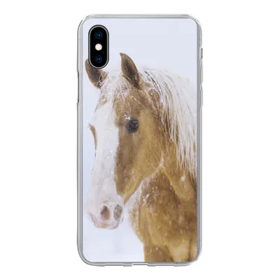 Produktbild von MuchoWow® Handyhülle Schutzhülle Hülle für iPhone Xs Pferd - Schnee - Winter Silikon Softcase Handy Hülle - Handytasche