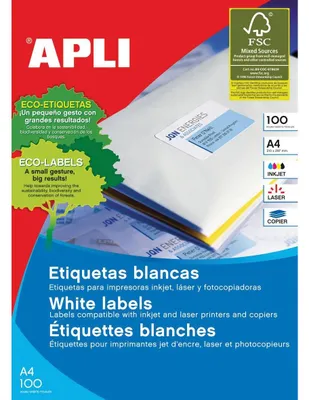 Produktbild von APLI 01278, Weiß, 105 x 57mm, 1000 Stück(e), 100 Blätter, A4