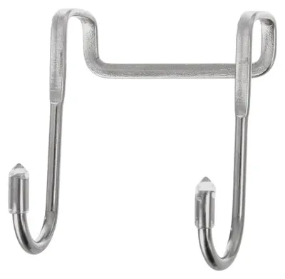 Image de Lot de 2 crochets de porte doubles - Taille L - Acier inoxydable - Argenté