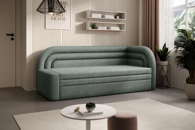 Produktbild von Schlafsofa FABILLO – Sofa mit Schlaffunktion & Bettkasten, Bouclé-Stoff, 223 × 86 cm