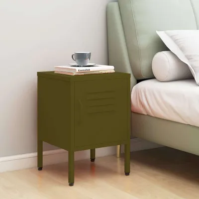 Image de Maison Exclusive - Table de chevet vert olive 35x35x51 cm acier
