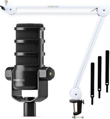 Produktbild von Rode Podmic USB XLR Mikrofon mit Gelenkarm Weiss