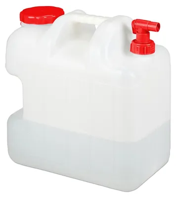 Image de Bidon d'eau - Avec robinet - 25 litres - Blanc et rouge - Pour camping et pique-nique