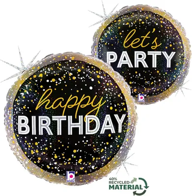 Produktbild von Folienballon zum Geburtstag, schwarz, 46 cm, Metallic Birthday Party