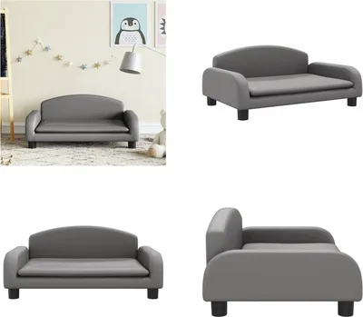 Produktbild von vidaXL Kindersofa Grau 70x45x30 cm Kunstleder - Kindersofa - Kindersofas - Minisofa - Spielzimmersofa