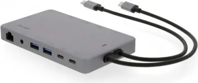 Produktbild von LMP Display Dock 2, Kabelgebunden, USB 3.2 Gen 1 (3.1 Gen 1) Type-C, 100 W, 3,5 mm, 10,100,1000 Mbit/s, Grau