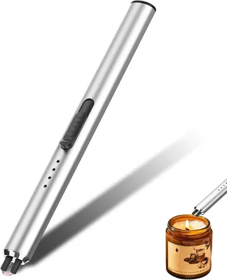 Imagen del producto de Encendedor eléctrico de arco, con sistema de seguridad, resistente al viento, sin llama, recargable por USB, portátil, ideal para encender velas y estufas de gas