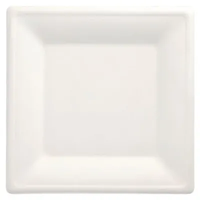 Produktbild von PAPSTAR Zuckerrohr-Teller "pure" eckig 260 x 260 mm 50 Stück weiß