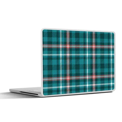Produktbild von MuchoWow® Laptop Aufkleber Sticker Cover Kariert - Tartan - Muster - blau - rosa 32.5x23.5 cm - Sticker für Laptop - Selbstklebend