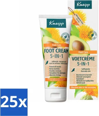 Immagine prodotto di Kneipp - Crema per i piedi 5 in 1 - Allevia il prurito, idrata e ripara - 75 ml - Confezione - 25 pezzi