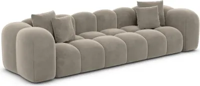 Produktbild von Samtstoff 4-Sitzer Couch Valora Taupe