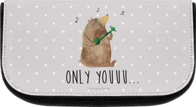 Produktbild von Mr. & Mrs. Panda Kulturbeutel Bär Gitarre - Grau Pastell - Geschenk, Necessaire, Organizer, Schminktasche, Teddy, kosmetiktäschchen, Waschbeutel