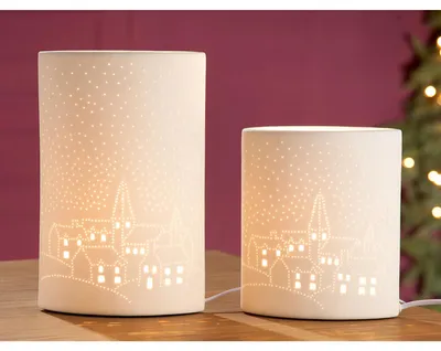 Zdjęcie produktu dla Gilde Tischleuchte, Skylinemotiv, Porzellan, weiß, VE 1, L. 17 cm, B. 10 cm, H. 20 cm 33698 4009079336986