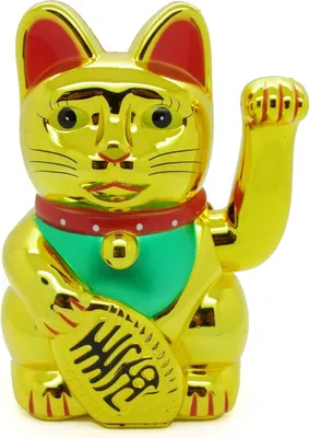 Produktbild von Winkekatze – 13 cm, Goldfarben, Batteriebetriebener Glücksbringer für Reichtum & Erfolg