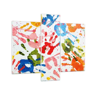 Produktbild von Bilder auf glas - Drucke Hände Komposition mehrfarbig - 95x80cm - Glasbilder - Wandbilder - Kunstdruck - Wanddekoration aus Glas - Glas Bilder - Wandbild auf Glas - GCB95x80-2876