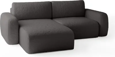 Produktbild von FEDVE Ecksofa Varde MINI L Form Universell Sofa Schlaffunktion Bettkästen Sofagarnitur Dunkelgrau (Anthology 18)