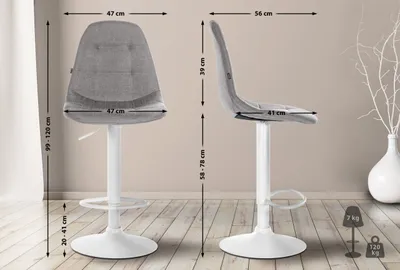 Obrázok produktu pre Barová stolička Elmore látka W sivá